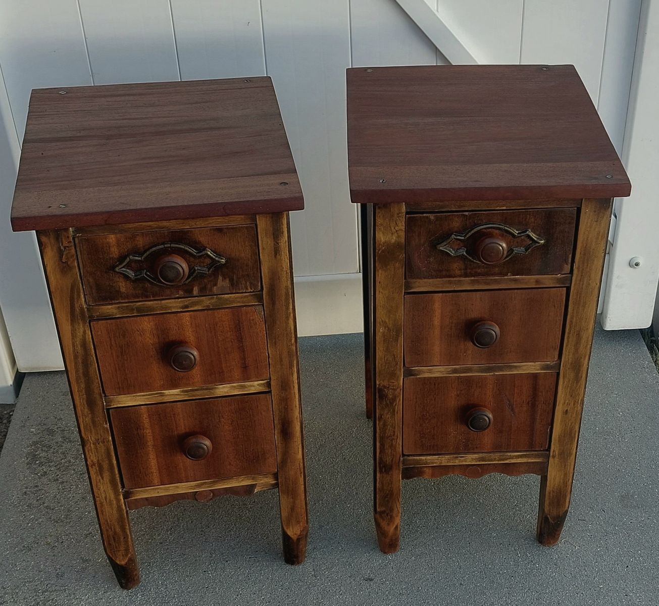 Nightstands Set Walnut 3 Drawer