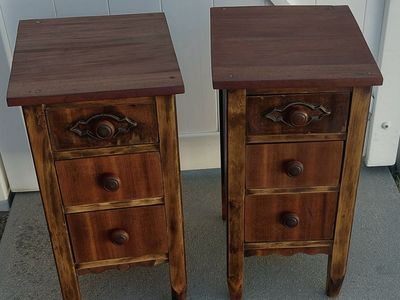 Nightstands Set Walnut 3 Drawer