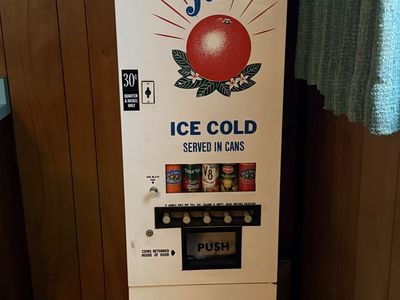 Vintage Vendwell Refrigerated Juice Vending Machine - 30 Cent Canned Beverage Dispenser