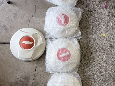Set of 4 Vintage Chevrolet White & Red Center Hub Caps