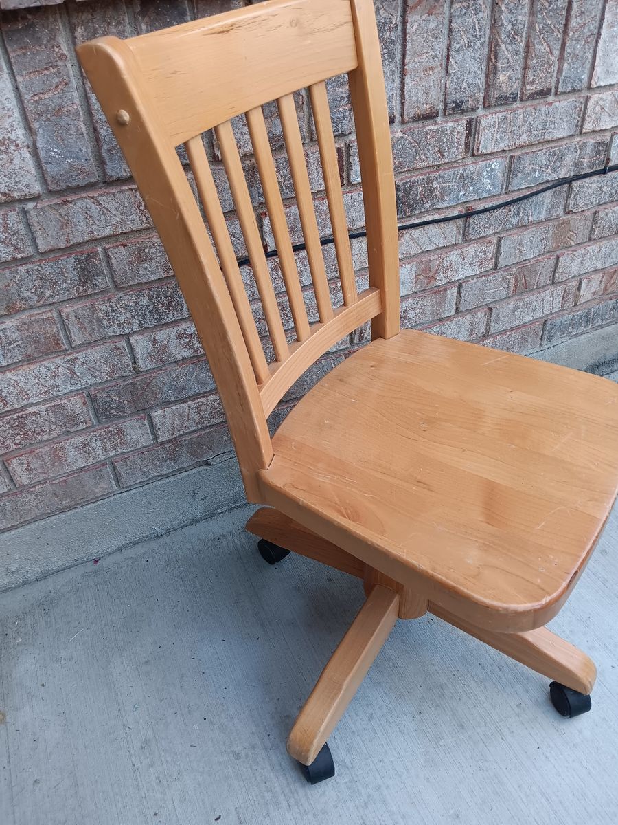 Wooden rolling office chair