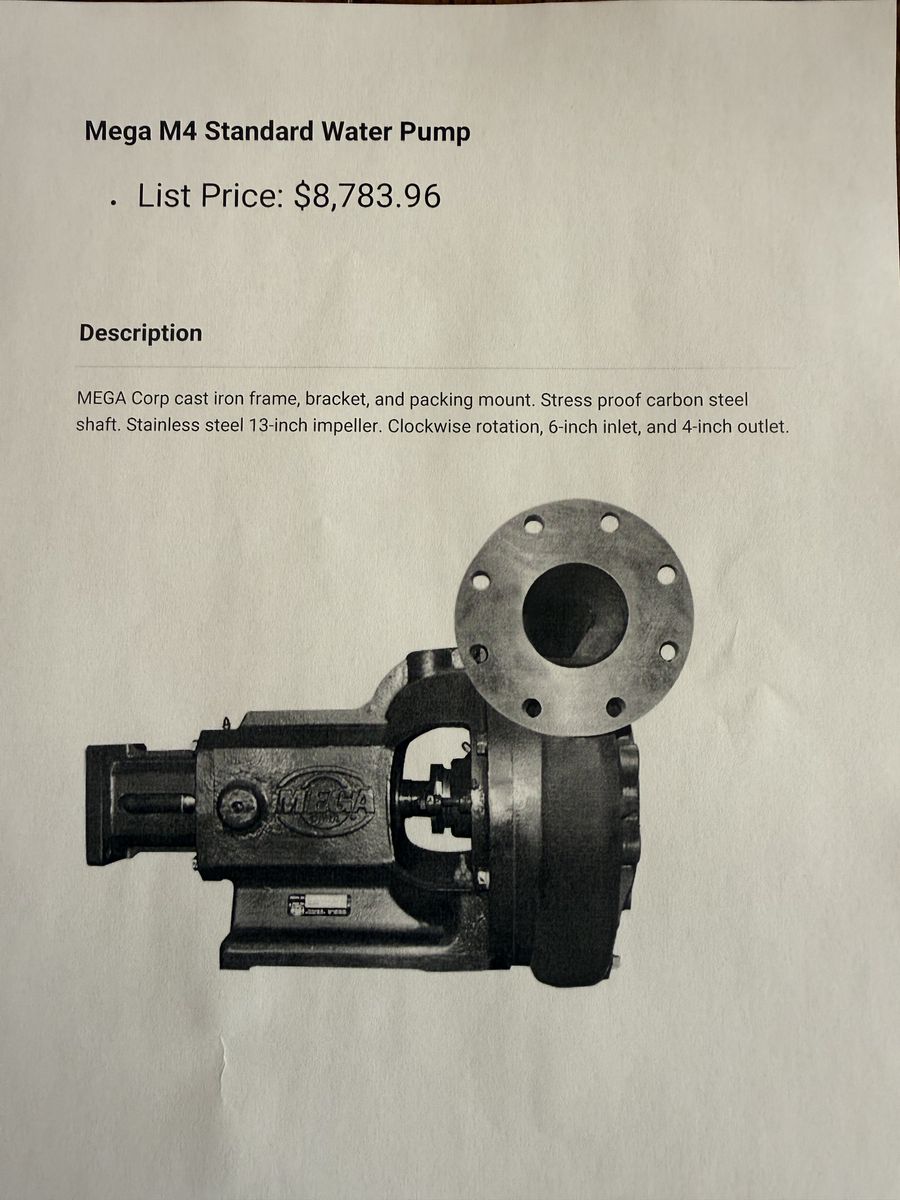 Mega Corp M4 standard water pump NEW