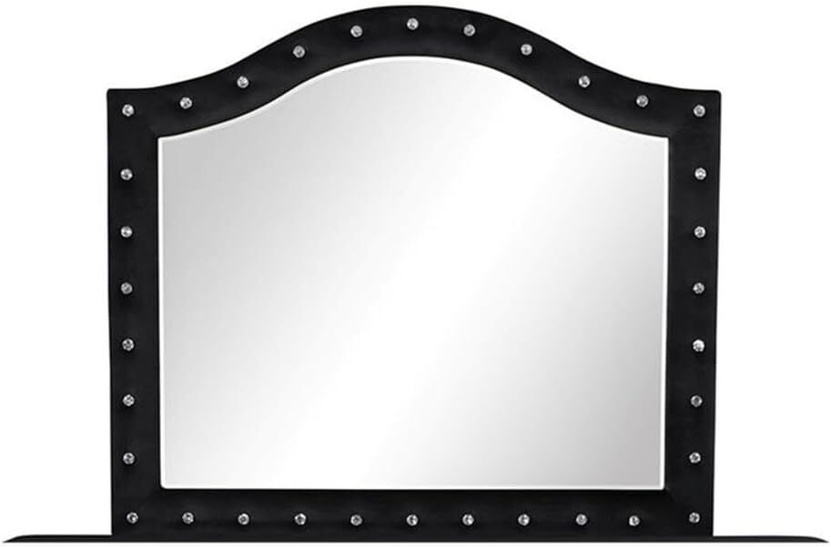 Black Velvet Tufted MirrorGalaxy Home Furnishings Sophia Crystal Tufted Mirror (Mirror only)