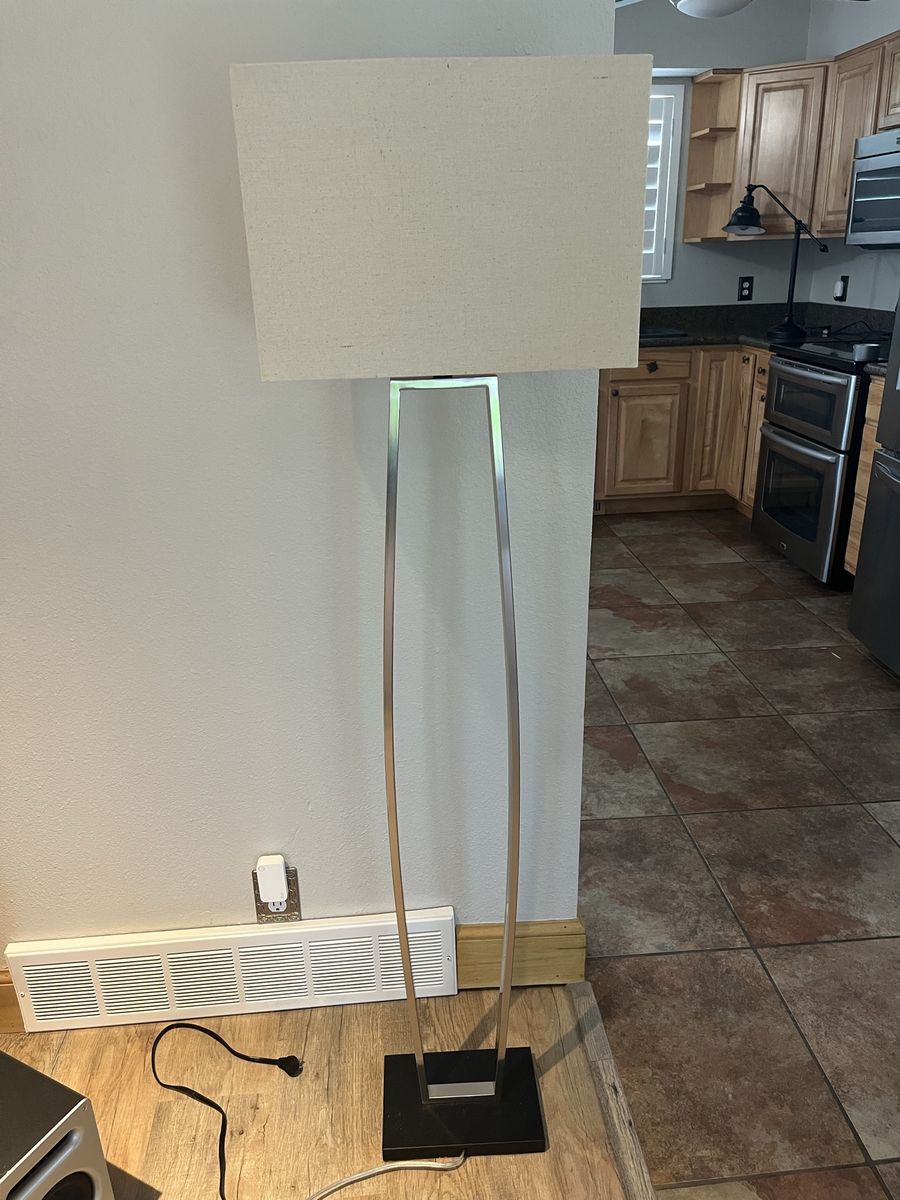 Modern Floor Lamp with Rectangular Shade and Metal Frame