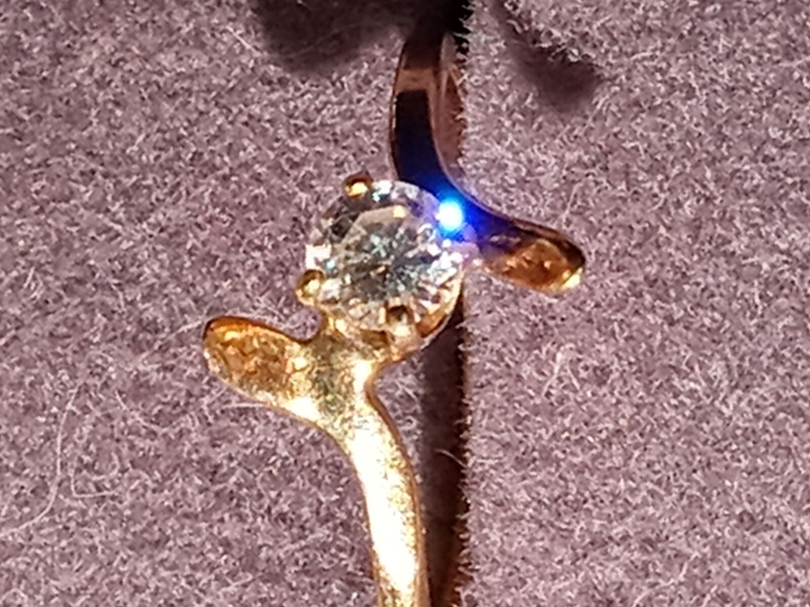 Vintage 14K gold natural diamond solitaire ring small