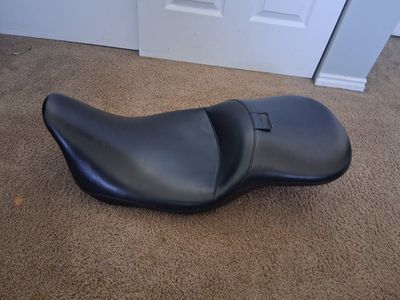 Harley-Davidson Black Leather Motorcycle Seat - Two-Up Touring Style