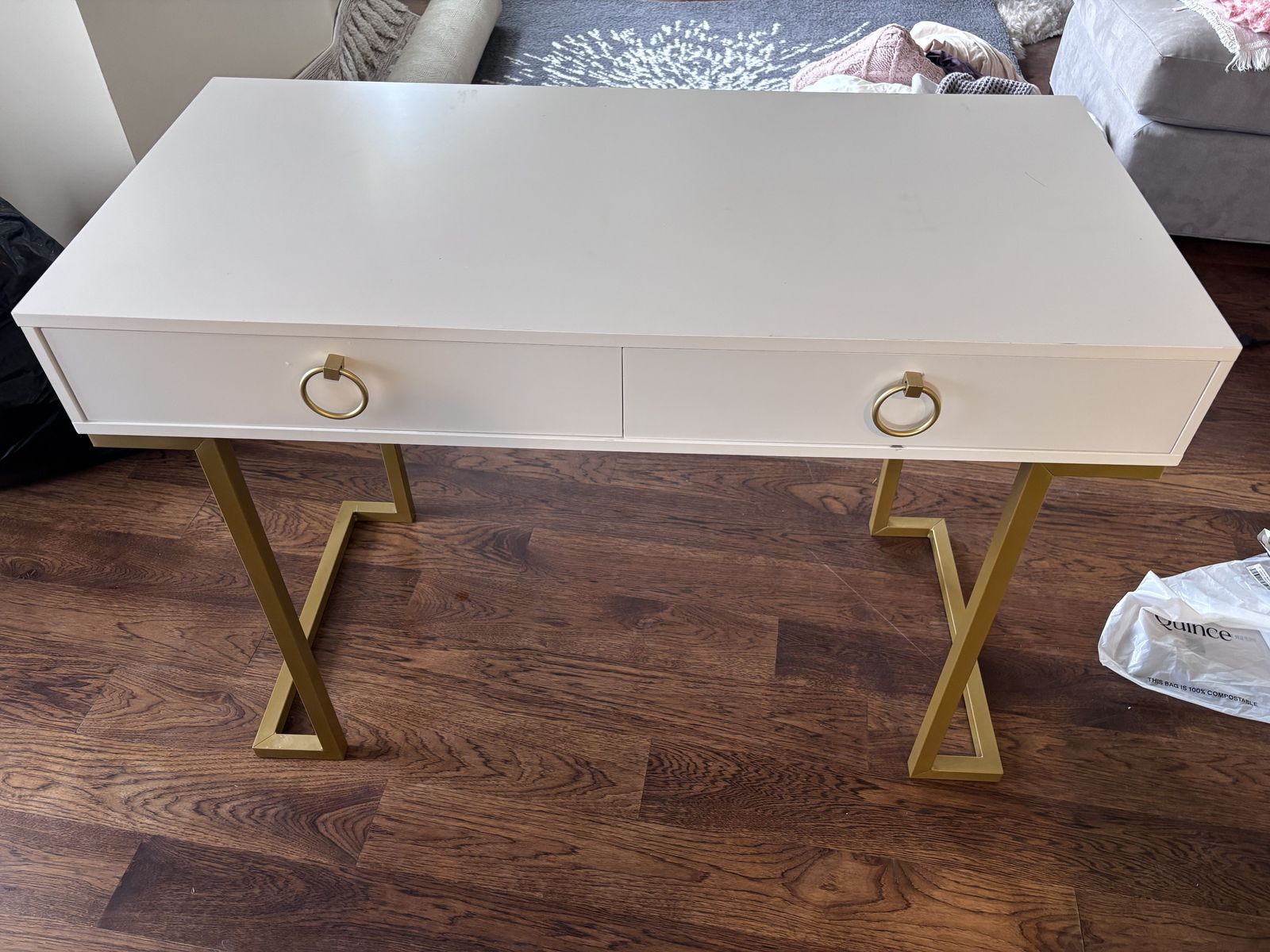 Small white wooden desk $40 OBO