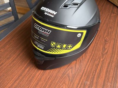 Crown Racing Matte Black Full Face Motorcycle Helmet
