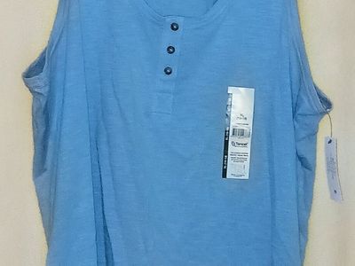 Time and Tru Womens Light Isia Blue Henley Tank Top Size XL (16-18) NWT