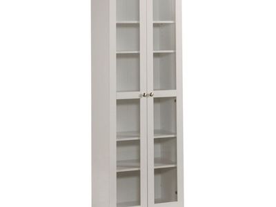 White Wood & Glass Display Cabinet