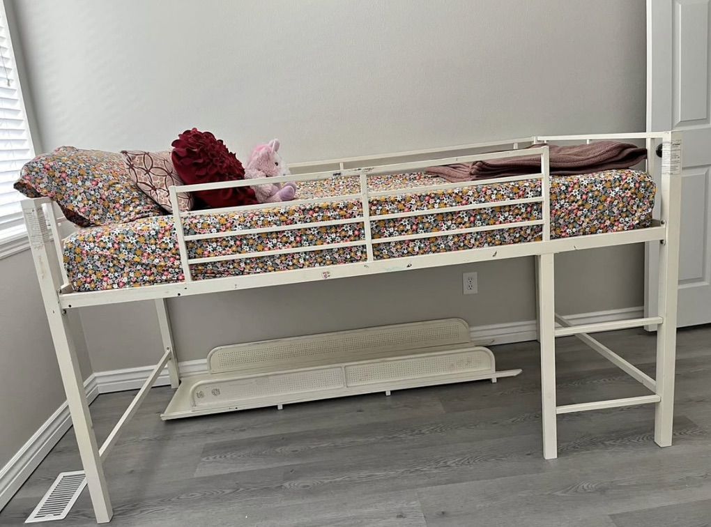 White Metal Loft Twin Bed
