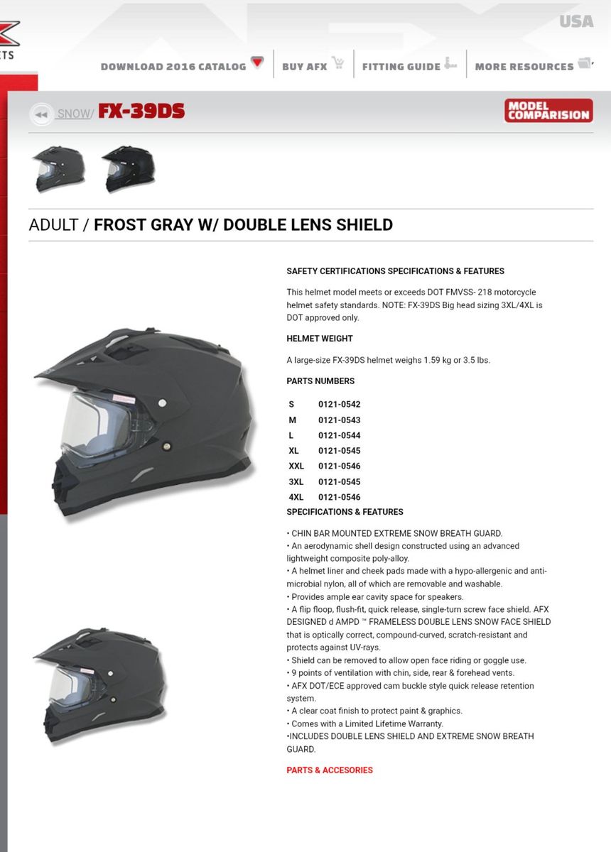 AFX FX-39DS Adult Large Dual Sport Helmet with Double Lens Shield