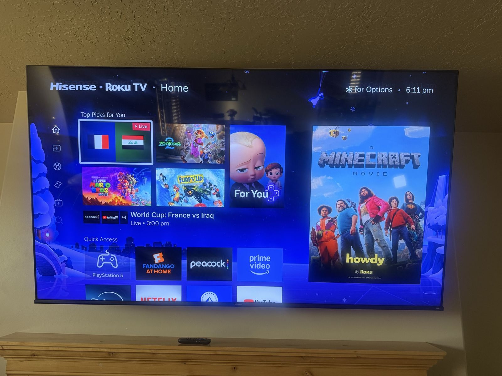 75” Hisense Roku 4K Smart TV