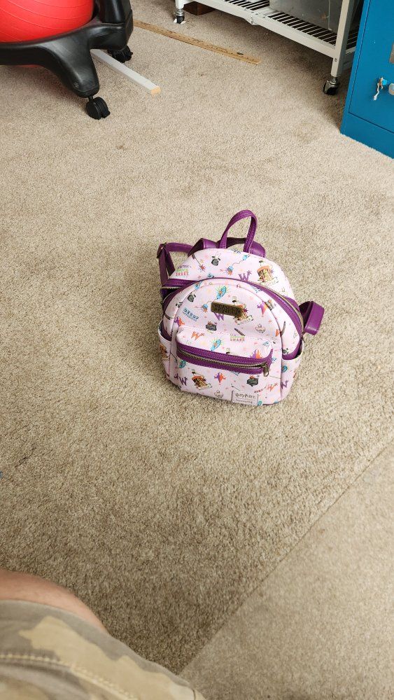 Loungefly Harry Potter Weasley Jumper Mini Backpack Pink Purple Accents NEW with Tags