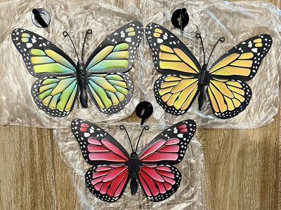 Metal 9.8" Butterfly Wall Decor - 3 Pack Lifelike Butterflies Wall Art Sculpture Hanging Decorations BA10