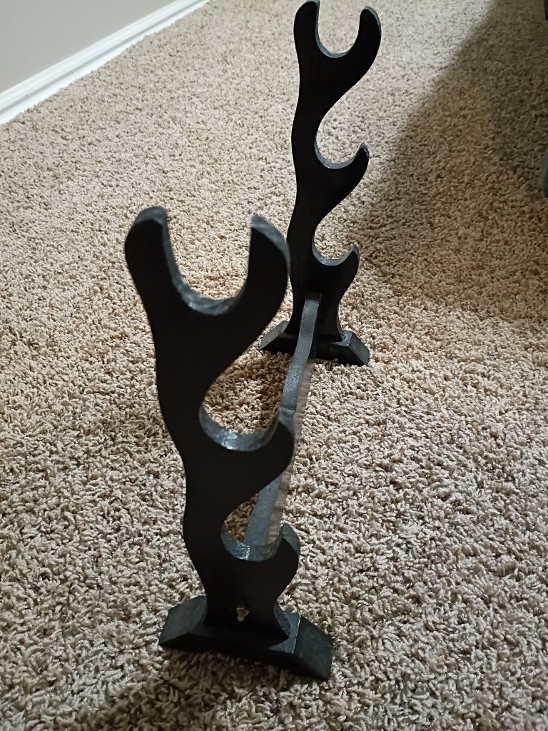 Black Wooden 3-Tier Sword Stand Holder Display