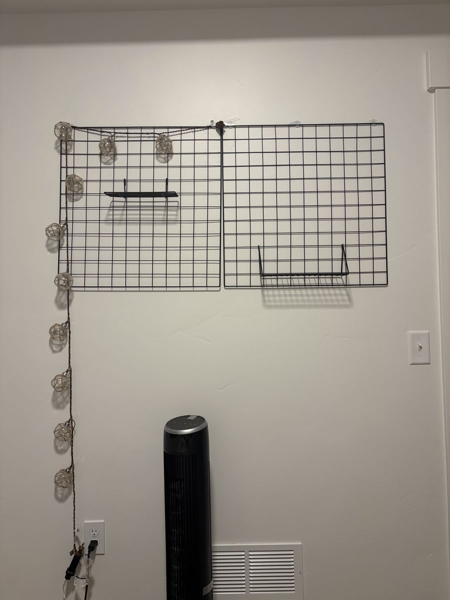 Black Wire Wall Grid Panel Organizer Set with Shelves