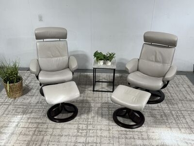 COSTCO LEATHER SWIVEL RECLINERS - FREE DELIVERY