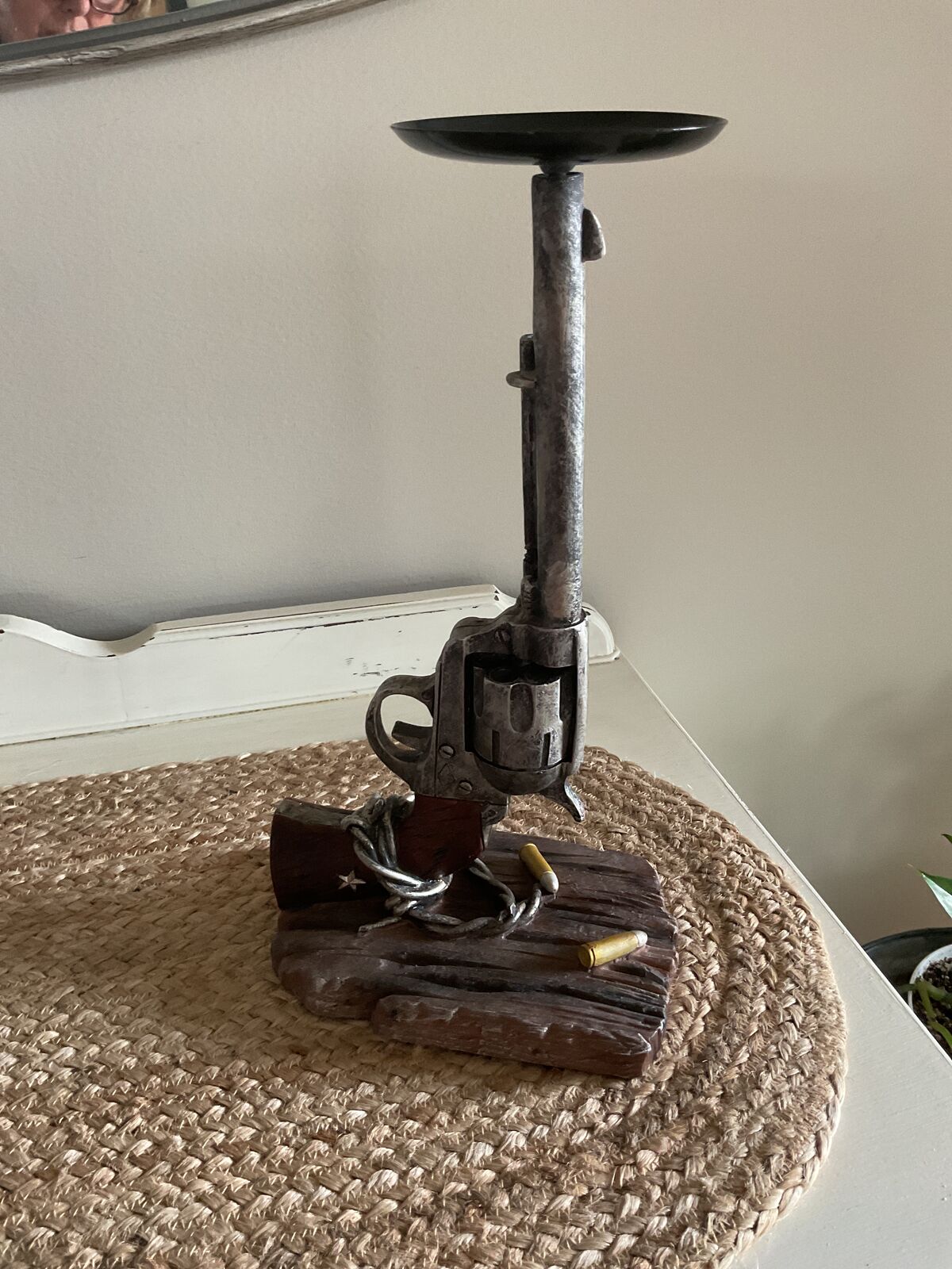 Western revolver, pistol candle holder