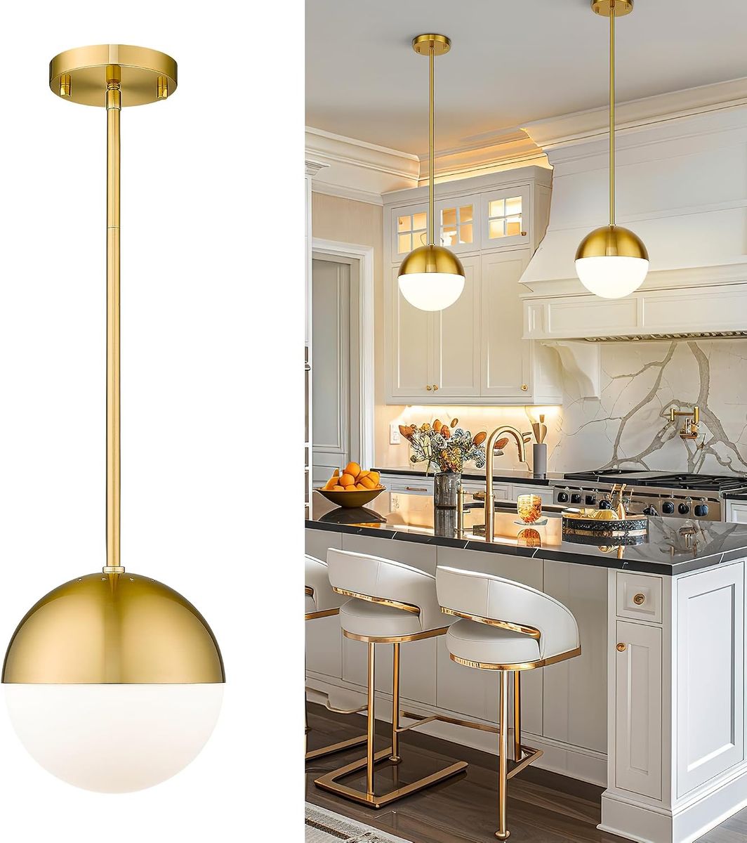 Set of 2 Modern Pendant Lighting Gold Globe Pendant Light Fixtures