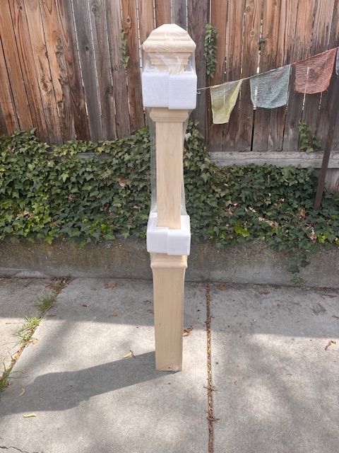 56" Poplar Box Newel Stair Post