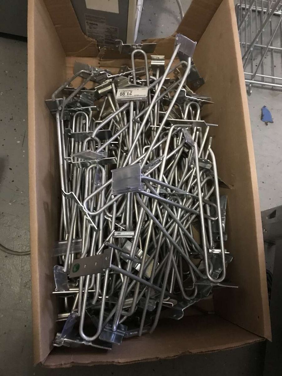 Slat wall wire hooks with sign holder or slatwall pegs