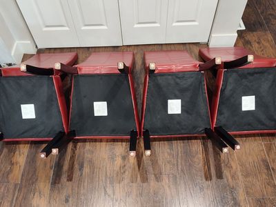 Set of 4 Red Faux Leather Dining Chairs with Black Legs