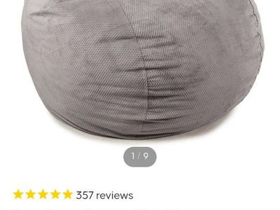 Cordaroy's Queen Size Chenille Bean Bag Chair Convertible to Bed - Charcoal Gray