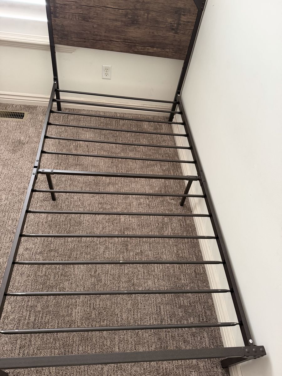 Metal Bed Frame with Wood Headboard - Full Size (Sealy Mattress included!)