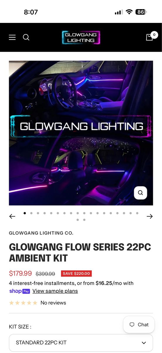Glowgang Flow Series 22pc Ambient Kit Interior Car Lighting