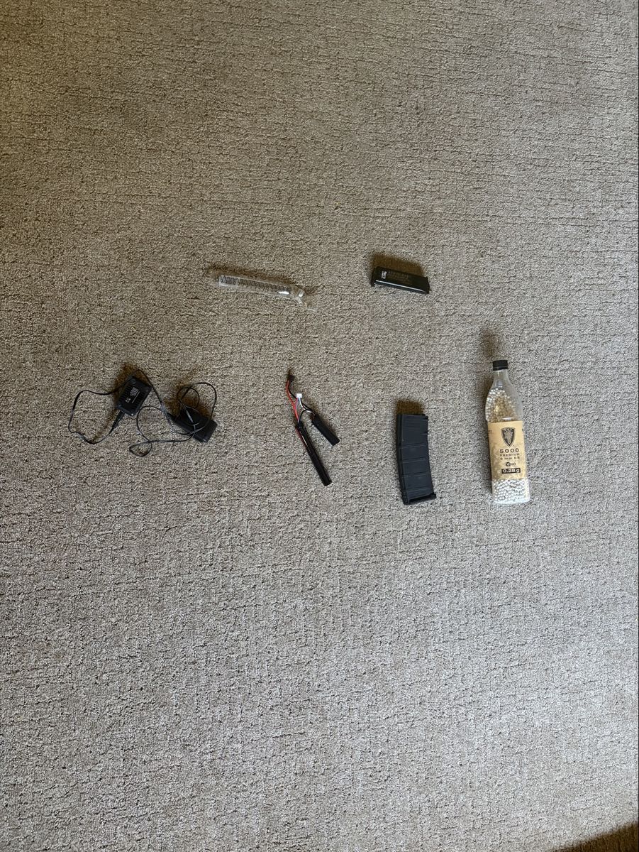 Airsoft Rifle with Accessories, Battery, Charger, Magazine, and BBs