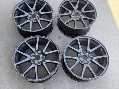 Tesla Model 3 18" Wheels and Wheel Covers - Set of 4, Some Curb Rash