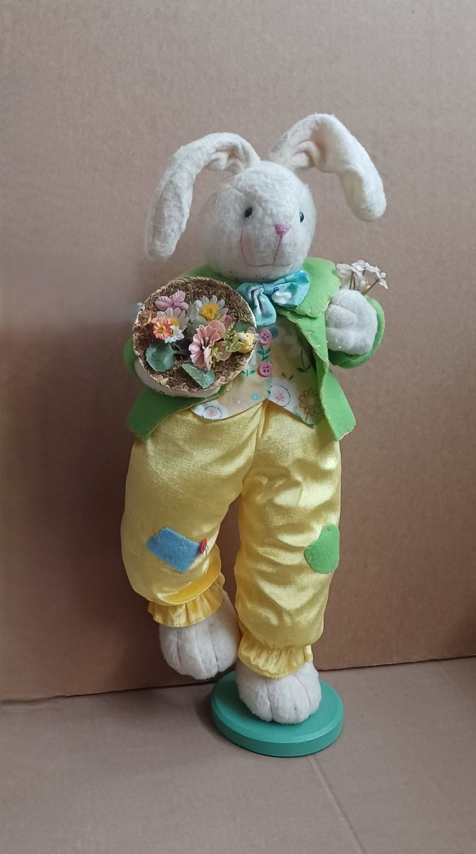 Large Plush Easter Bunny Decorative Figurine