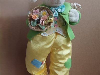 Large Plush Easter Bunny Decorative Figurine