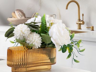 Glass Fluted Planter for Plants/Flowers | Rectangular Ribbed Amber Glass Flower Pot, 8" x 4" x 3.5"/clear
