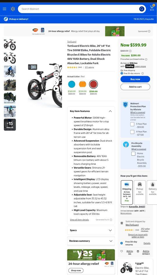 TotGuard All Terrain Folding Fat Tire Electric Bike