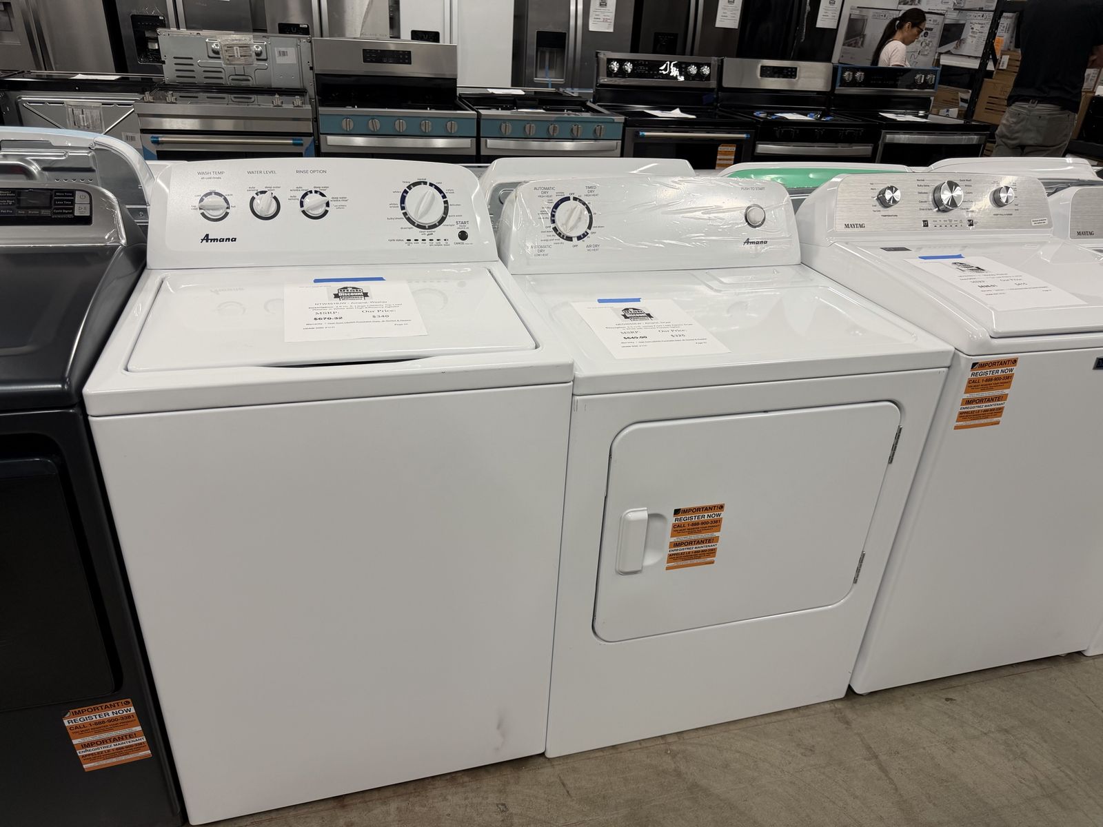 NEW AMANA TOP LOAD WASHER & ELECTRIC DRYER SET