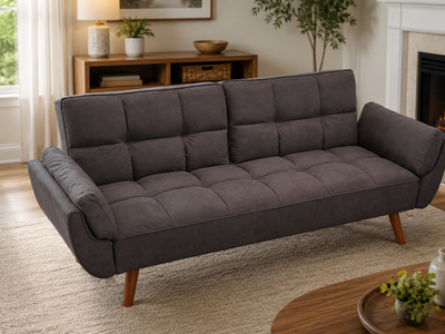 NEW! 3 Seat Convertible Twin-Size Sofa Bed - Dark Gray Fabric