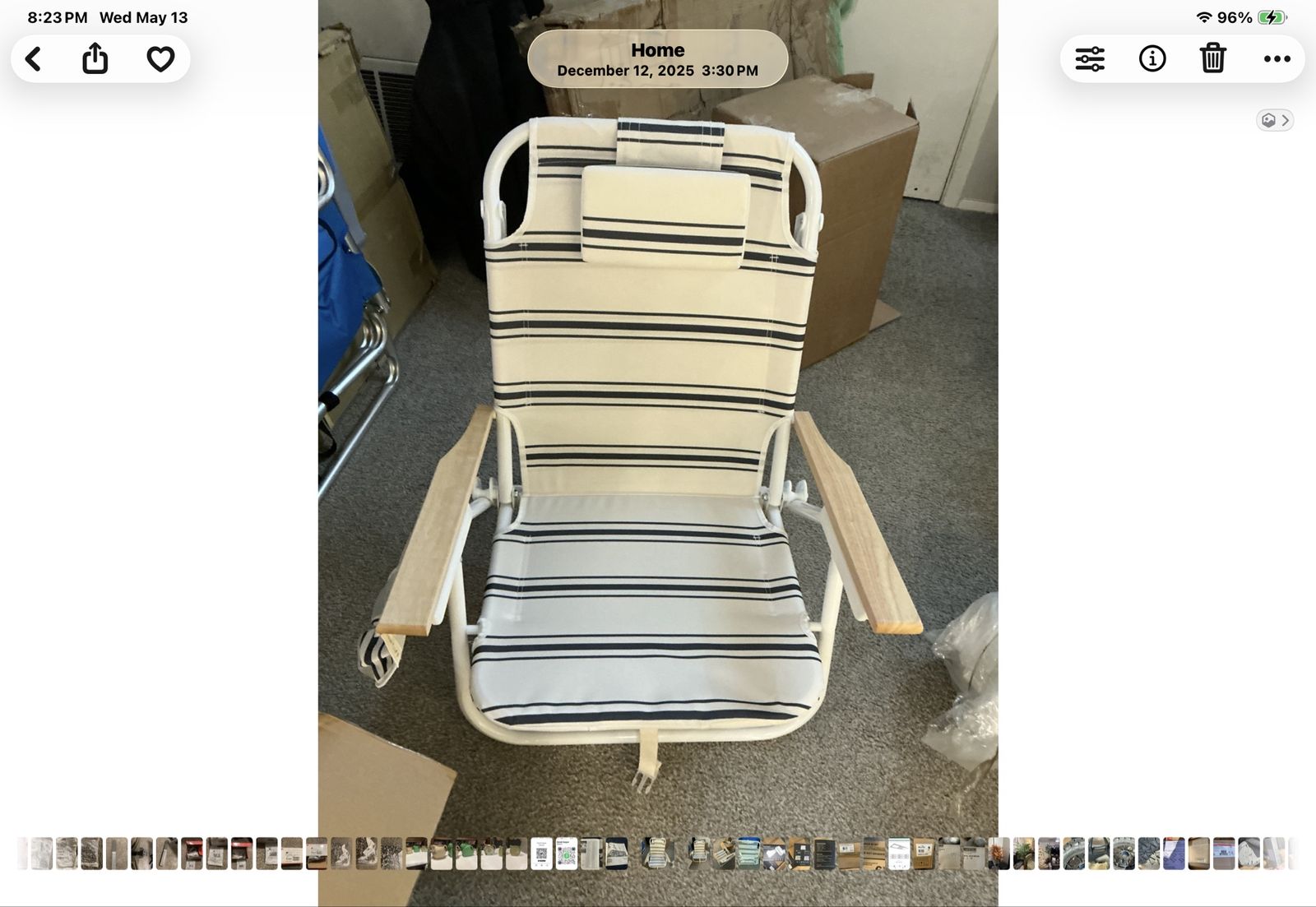 SUNNYLiFE Deluxe Beach Chair - Navy Stripe / Cream