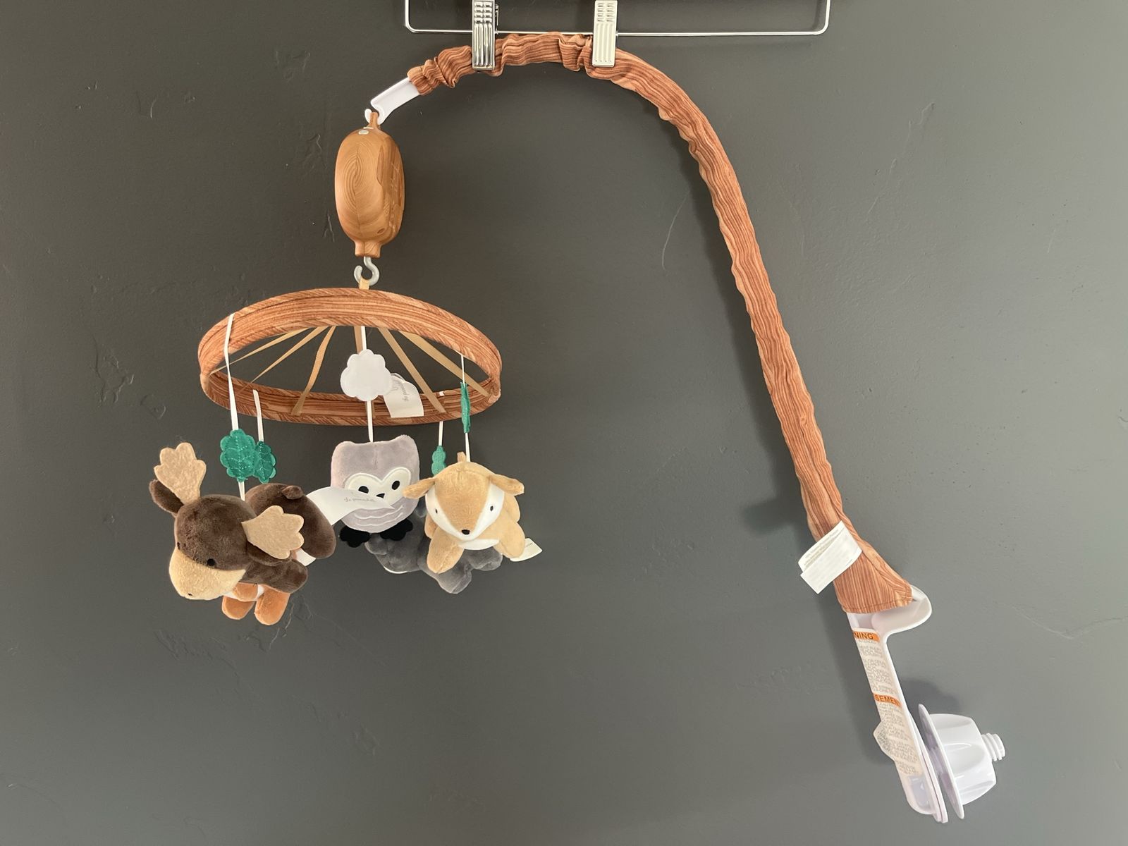 Woodland Animals Baby Crib Mobile - Moose, Owl, Fawn - Neutral Tones
