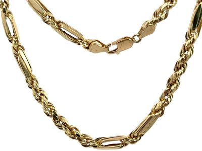 9.0gr 14K Yellow Gold Station Rope Chain Link Necklace 20 inches