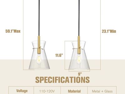 Black and gold pendant light fixure - 9 in clear