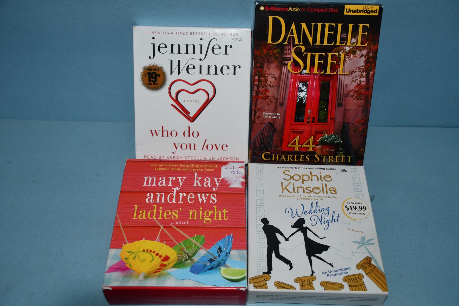 4 AUDIOBOOKS on CD'S ~ WHO DO YOU LOVE, LADIES NIGHT, WEDDING NIGHT, 44 CHARLES STREET