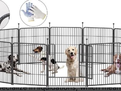 New 32” Dog Playpen – 16 Panel Metal Pet Exercise Pen – Gray