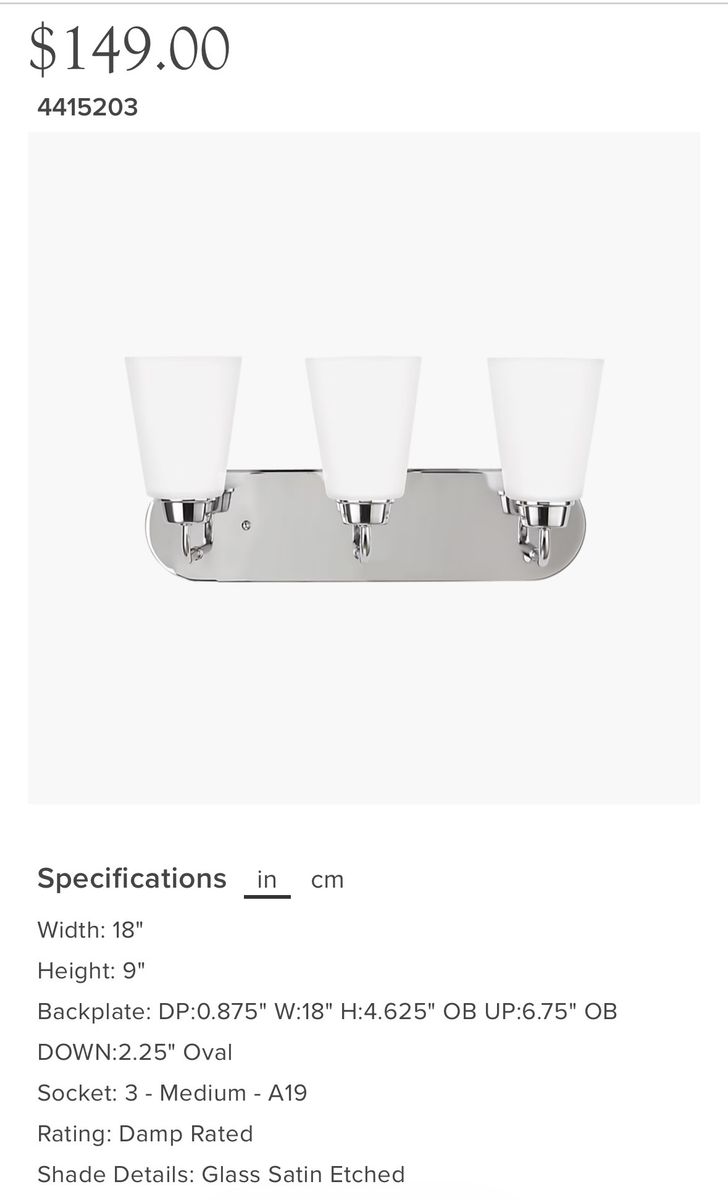 Generation Lighting 3-Light Vanity Fixture 