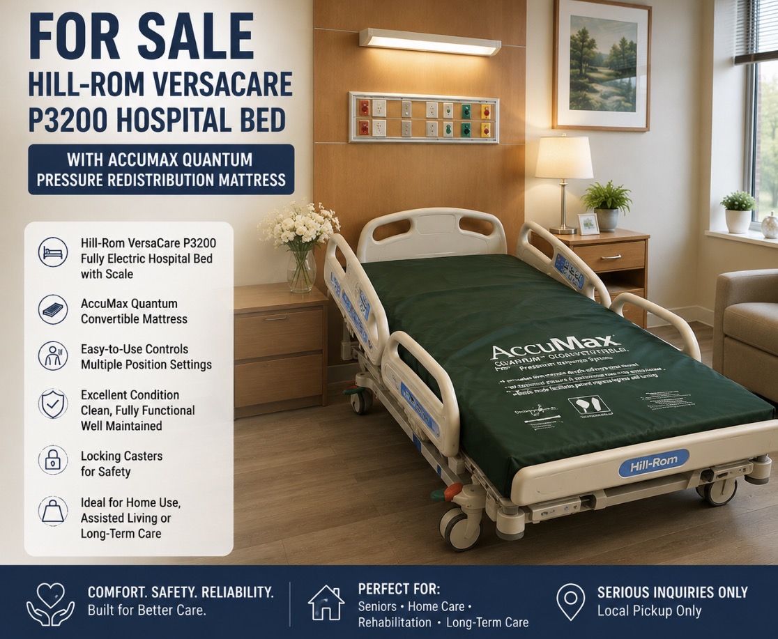 Fully Electric Hospital Bed with AccuMax Quantum Pressure Redistribution Mattress