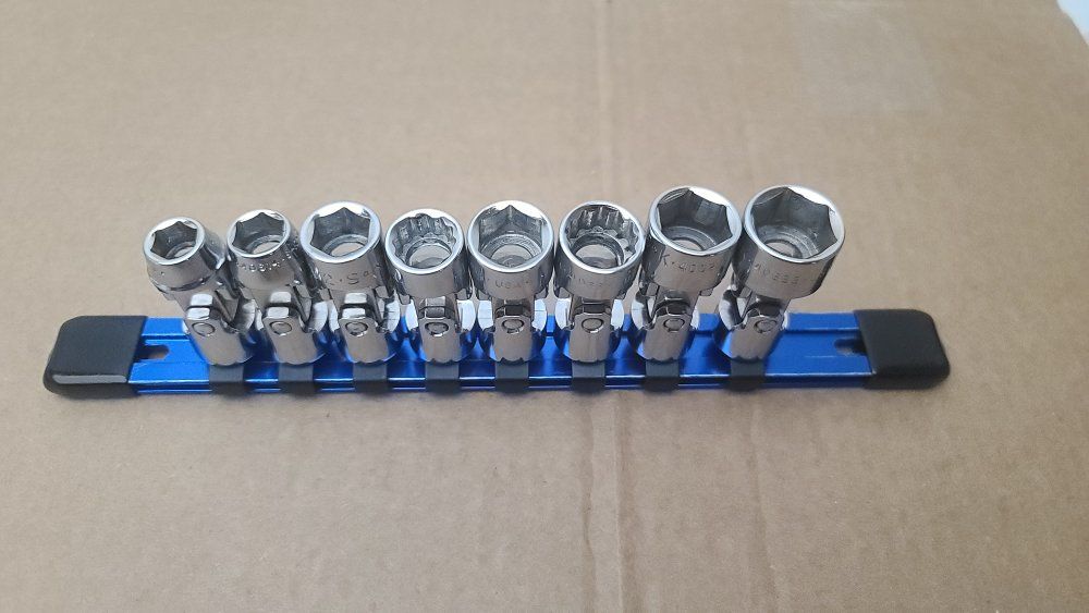 NEW SK USA Tools 3/8" Drive Universal Socket Set 8-Piece 6pt and 12pt SAE Standard, Swivel USA NOS
