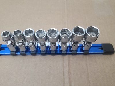 NEW SK USA Tools 3/8" Drive Universal Socket Set 8-Piece 6pt and 12pt SAE Standard, Swivel USA NOS