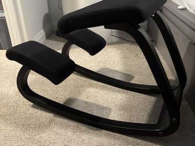 Varier Variable Kneeling Chair - Ergonomic Black Wood & Fabric Office Home Desk Chair