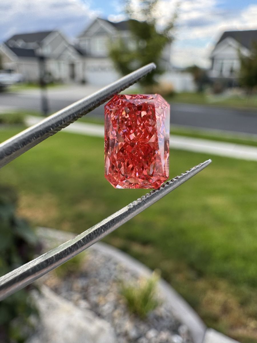 2.52 Carats Radiant Cut Pink-Red Loose Lab Grown Diamond
